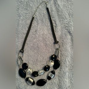 Black and silver beaded dressy necklace
